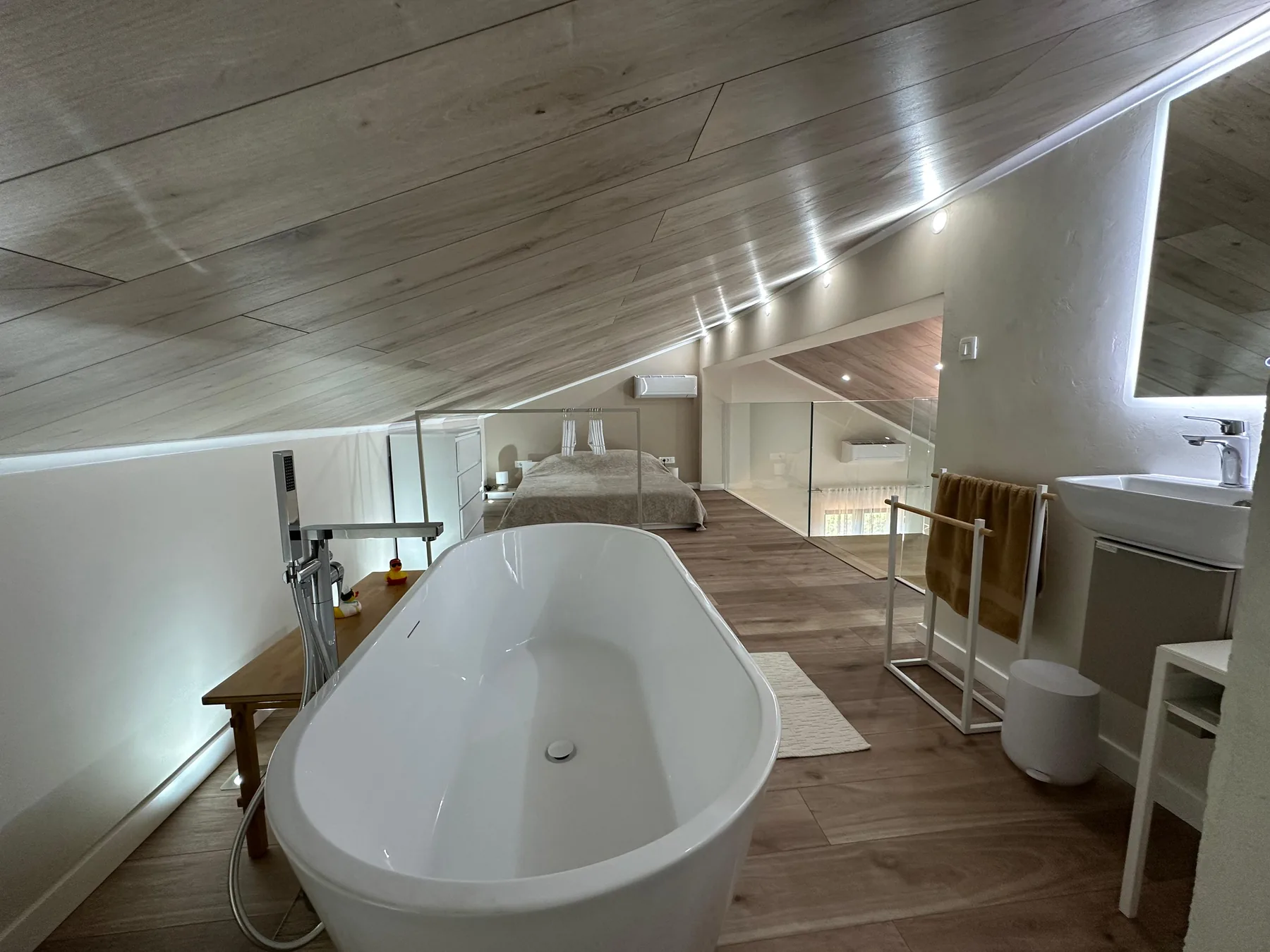 Loft with bathtub